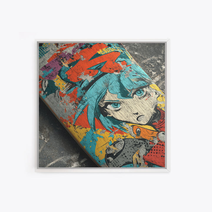 Skateboard Deck Graphic Framed Canvas Print, Graffiti Art, Large Wall Art, Living Room Decor, Fine Art, Street, Modern Wall Art, GRF-1x1-7