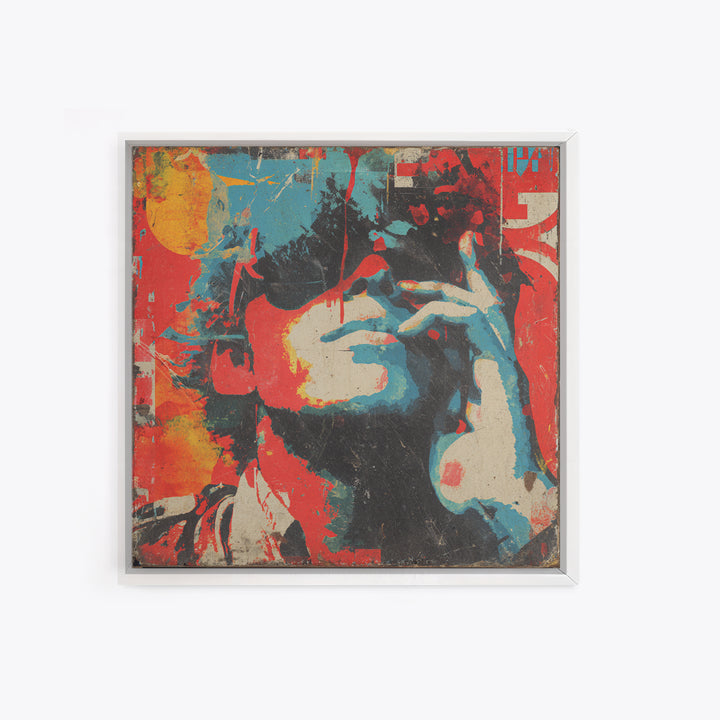 Masked Street Artist Silhouette Framed Canvas Print, Graffiti Art, Boho Wall Decor, Living Room Decor, Fine Art, Street, GRF-1x1-70