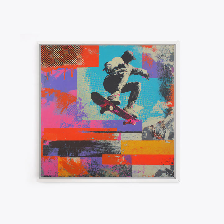 Bright Skateboard Ramp Color Fields Framed Canvas Print, Graffiti Art, Wall Sculpture, Living Room Decor, Fine Art, Street, GRF-1x1-72