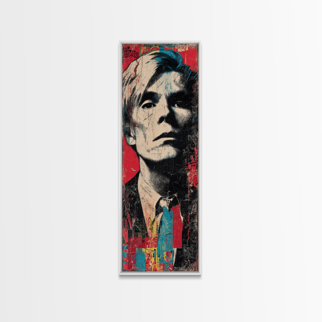 Stencil Portrait with Red and Black Contrast Framed Canvas Print, Graffiti Art, Art, Living Room Decor, Fine Art, Street, GRF-1x3-24