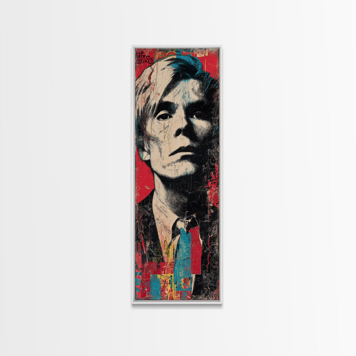 Stencil Portrait with Red and Black Contrast Framed Canvas Print, Graffiti Art, Art, Living Room Decor, Fine Art, Street, GRF-1x3-24