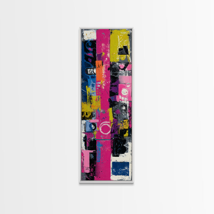 Boombox and Cassette Tape Framed Canvas Print, Graffiti Art, Fine Art Print, Living Room Decor, Fine Art, Street, Wall Decor, GRF-1x3-50