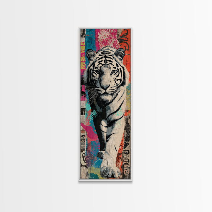 Urban Tiger Portrait Framed Canvas Print, Graffiti Art, Statement Artwork, Living Room Decor, Fine Art, Street, Wall Decor, GRF-1x3-87
