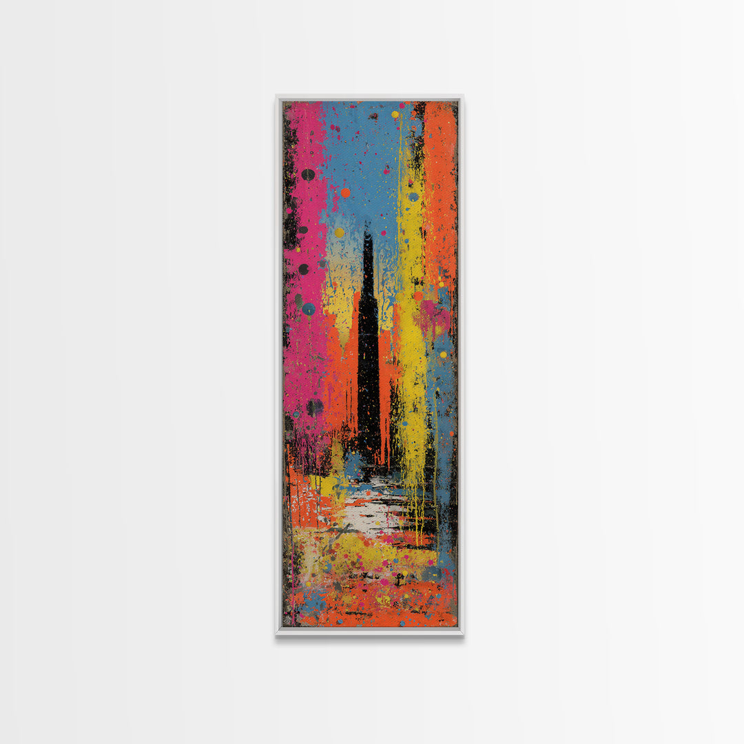 Paint Drips Forming a Skyline Silhouette Canvas Print, Graffiti Art, Boho Decor, Living Room Decor, Fine Art, Street, GRF-1x3-97