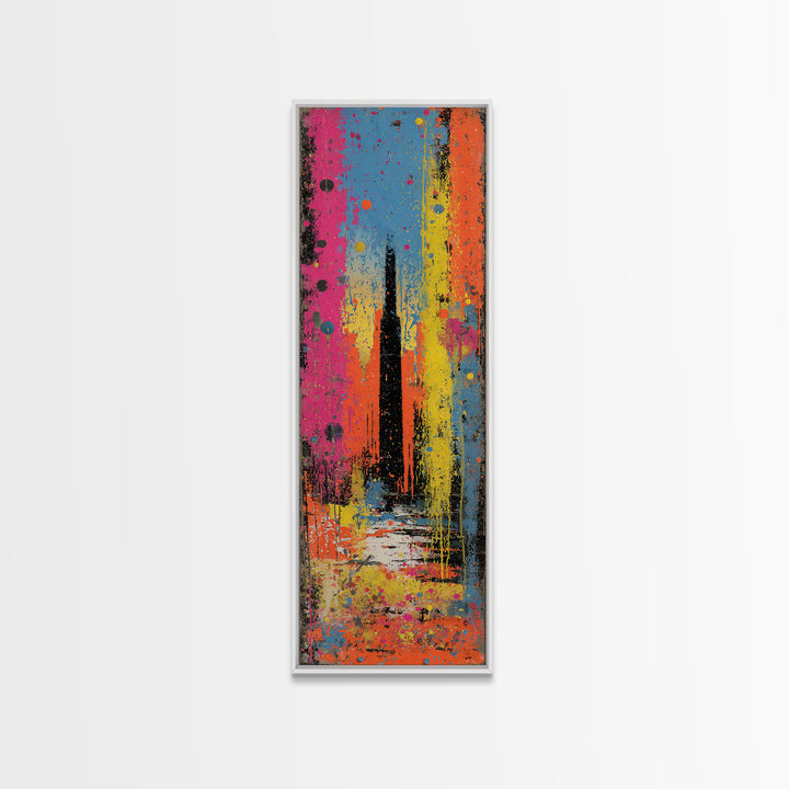 Paint Drips Forming a Skyline Silhouette Canvas Print, Graffiti Art, Boho Decor, Living Room Decor, Fine Art, Street, GRF-1x3-97