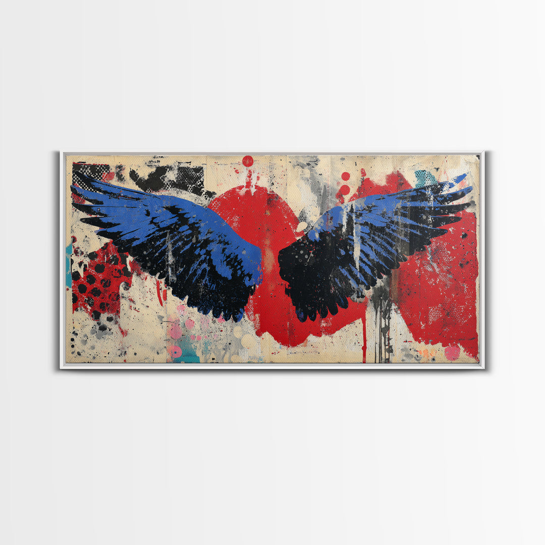 Spray Painted Angel Wings Canvas Print, Graffiti Art, Painting, Living Room Decor, Fine Art, Street, Canvas Art, Bedroom Decor, GRF-2x1-52
