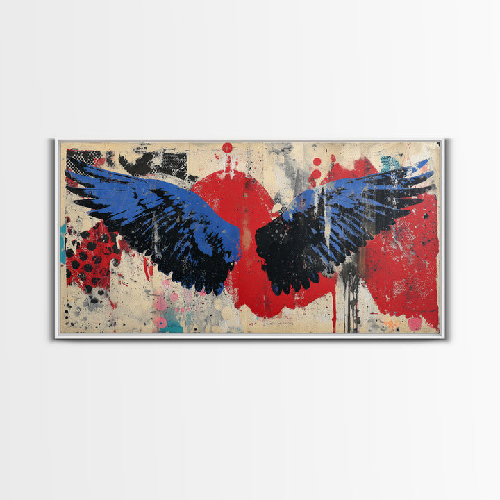 Spray Painted Angel Wings Canvas Print, Graffiti Art, Painting, Living Room Decor, Fine Art, Street, Canvas Art, Bedroom Decor, GRF-2x1-52