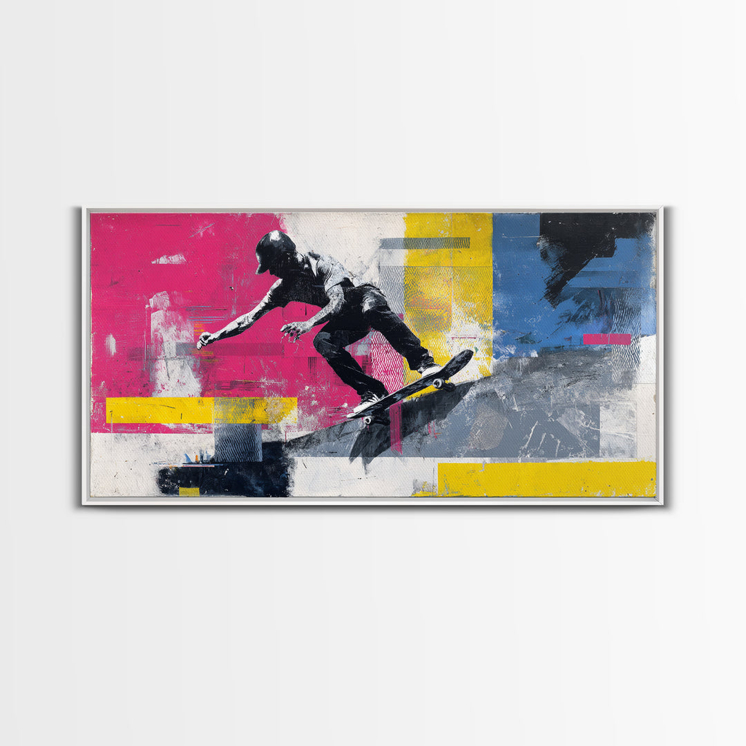 Bright Skateboard Ramp Color Fields Canvas Print, Graffiti Art, Canvas, Living Room Decor, Abstract Art, Street, GRF-2x1-68