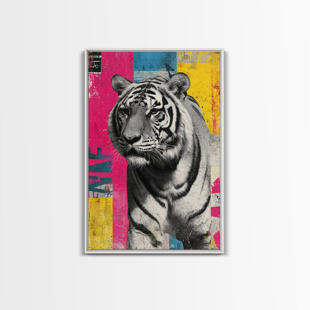Urban Tiger Portrait Canvas Print, Graffiti Art, Canvas, Living Room Decor, Fine Art, Street, Abstract Wall Art, 3d Wall Art, GRF-2x3-35