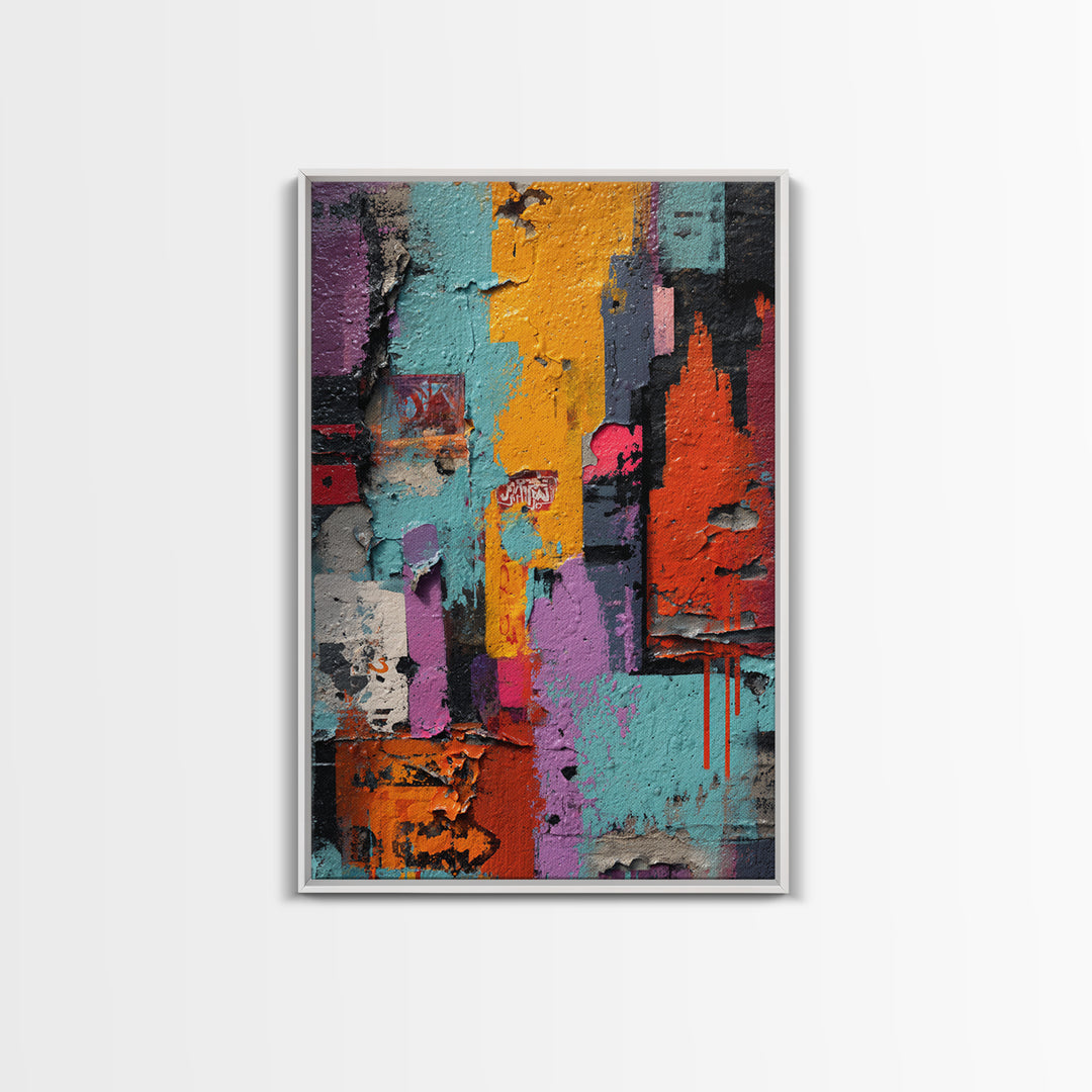 Paint Drips Forming a Skyline Silhouette Canvas Print, Graffiti Art, Large Wall Art, Living Room Decor, Fine Art, Street, GRF-2x3-45