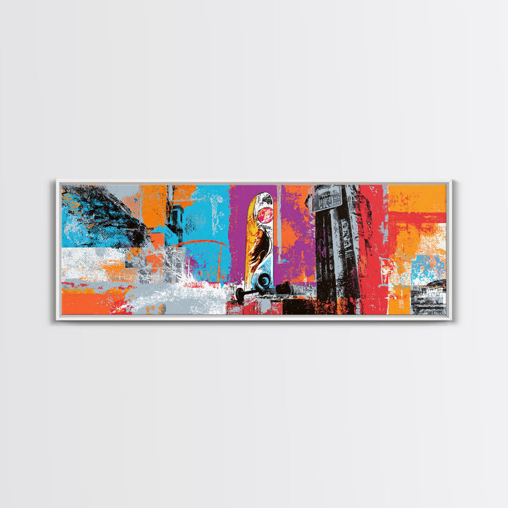 Bright Skateboard Ramp Color Fields Canvas Print, Graffiti Art, Digital Print, Living Room Decor, Abstract Art, Street, GRF-3x1-16