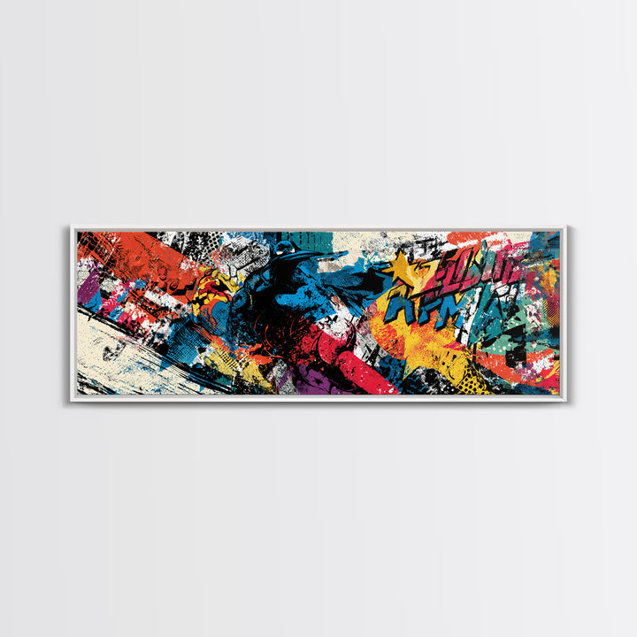 Wildstyle Arrows and Loops as Abstraction Framed Canvas Print, Graffiti Art, Art, Living Room Decor, Fine Art, Street, GRF-3x1-55
