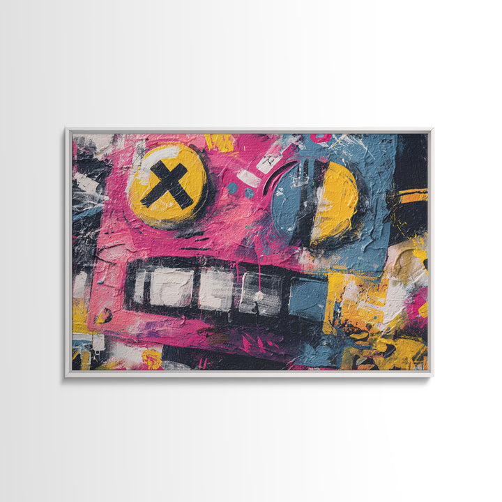 Cartoon Robot Character Canvas Print, Graffiti Art, Bedroom Decor, Living Room Decor, Fine Art, Street, Gallery Decor, GRF-3x2-38