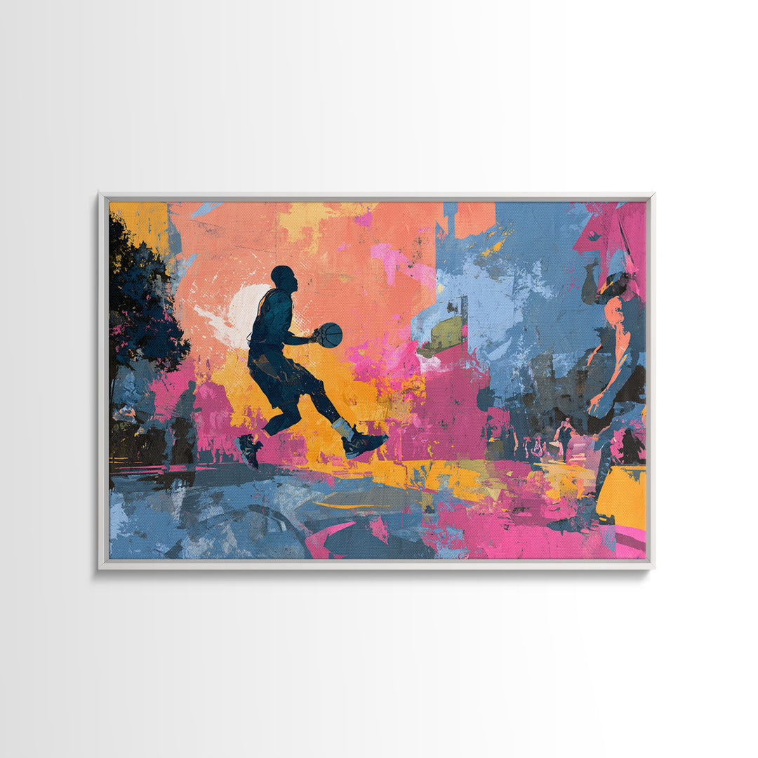 Basketball Player in Street Mural Energy Canvas Print, Graffiti Art, Contemporary Art, Living Room Decor, Fine Art, Street, GRF-3x2-72