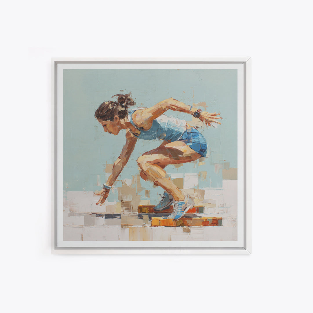 Sprinter Exploding from Starting Blocks Canvas Print, Gym Art, Motivational Poster, Gym Decor, Abstract Art, Strength, GYM-1x1-3