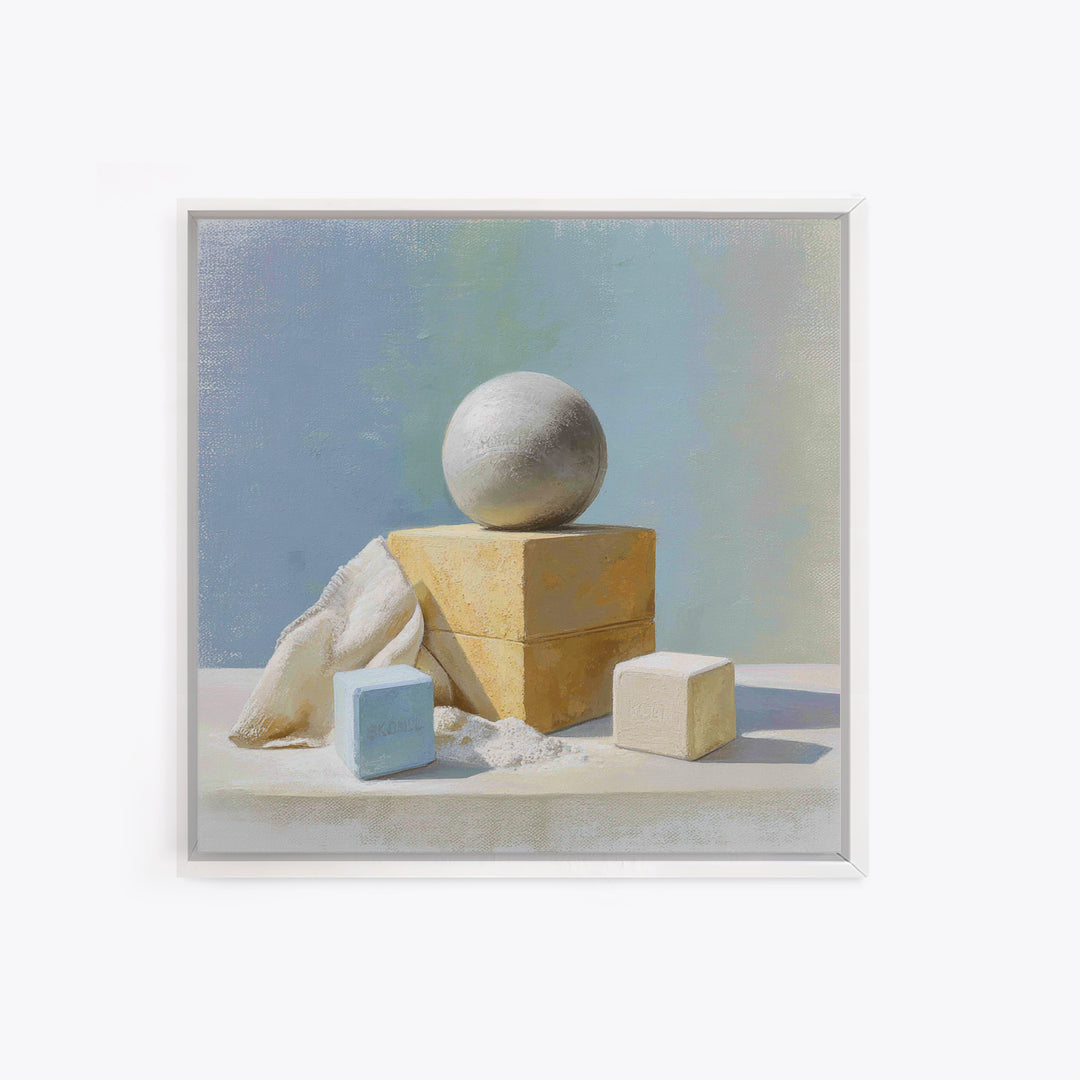 Medicine Ball and Chalk Still Life Framed Canvas Print, Gym Art, Framed Canvas, Gym Decor, Fine Art, Strength, GYM-1x1-71
