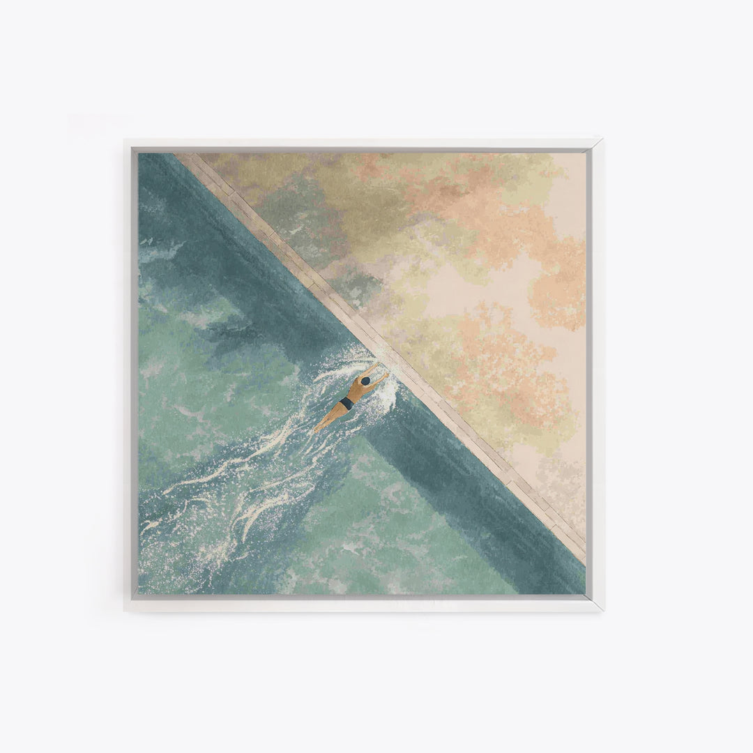 Swimmer Cutting Through Blue Water Canvas Print, Gym Art, Art Print, Gym Decor, Fine Art, Strength, Abstract Wall Art, GYM-1x1-91