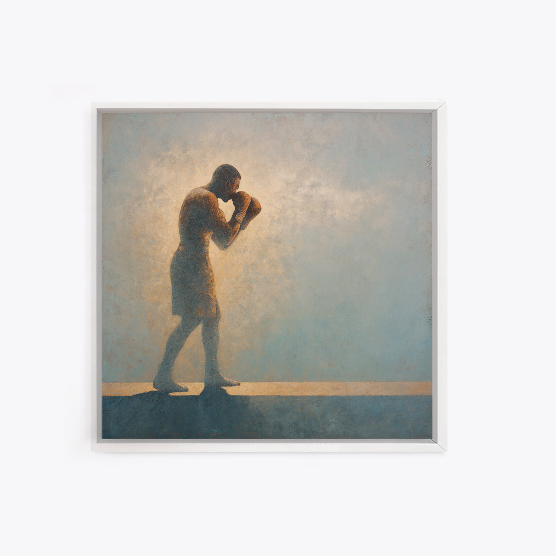 Powerful Boxer Silhouette Canvas Print, Gym Art, Living Room Decor, Gym Decor, Oil Painting, Strength, Sports Poster, GYM-1x1-97