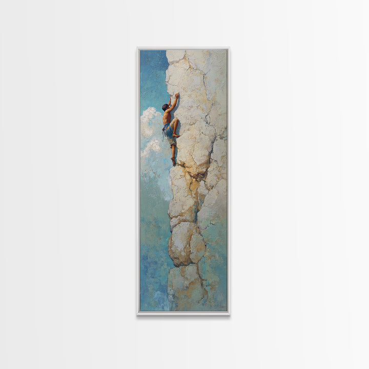 Rock Climber Reaching a Glowing Hold Canvas Print, Gym Art, Art Print, Gym Decor, Fine Art, Strength, Abstract Wall Art, GYM-1x3-94