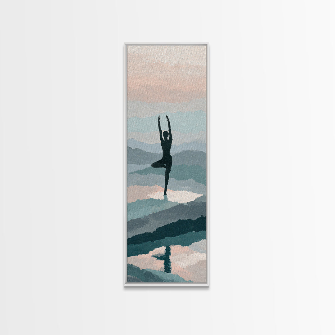 Runner on Mountain Ridge at Sunrise Framed Canvas Print, Gym Art, Home Gym Decor, Gym Decor, Fine Art, Strength, Art Print, GYM-1x3-96