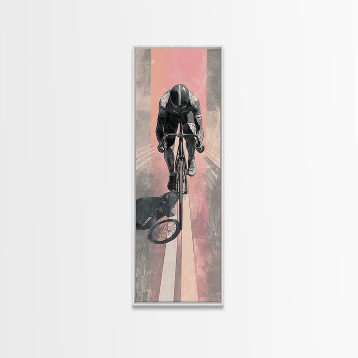 Cyclist Racing Through Neon Speed Lines Canvas Print, Gym Art, Room Decor, Gym Decor, Abstract Art, Strength, Bar Art, GYM-1x3-98