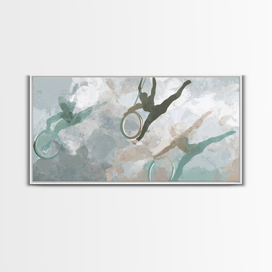 Gymnast Rings Athlete Framed Canvas Print, Gym Art, Bodybuilding Poster, Gym Decor, Fine Art, Strength, Modern Decor, GYM-2x1-11