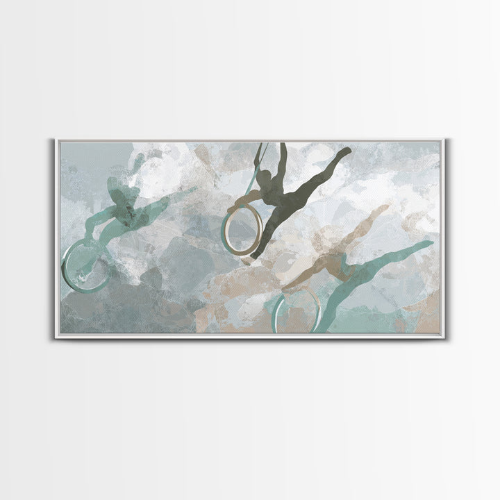 Gymnast Rings Athlete Framed Canvas Print, Gym Art, Bodybuilding Poster, Gym Decor, Fine Art, Strength, Modern Decor, GYM-2x1-11