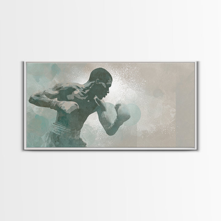 Powerful Boxer Silhouette Canvas Print, Gym Art, Living Room Decor, Gym Decor, Oil Painting, Strength, Sports Poster, GYM-2x1-21