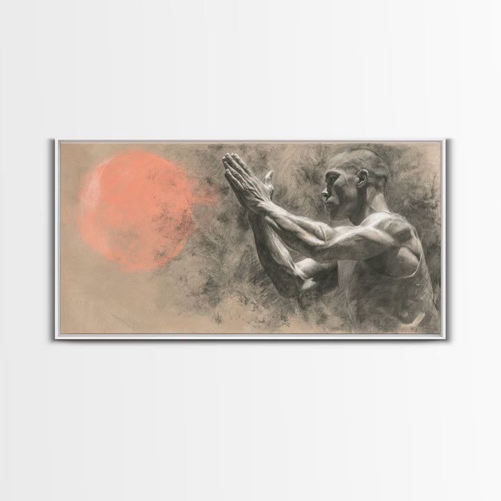 Bodybuilder Pose Rendered Canvas Print, Gym Art, Print, Gym Decor, Fine Art, Strength, Wall Decoration, Sports Decor, GYM-2x1-48