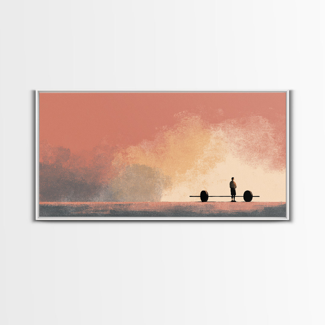 Barbell and Plates Canvas Print, Gym Art, Abstract Wall Art, Gym Decor, Strength, Bodybuilding Poster, Modern Home Decor, GYM-2x1-70