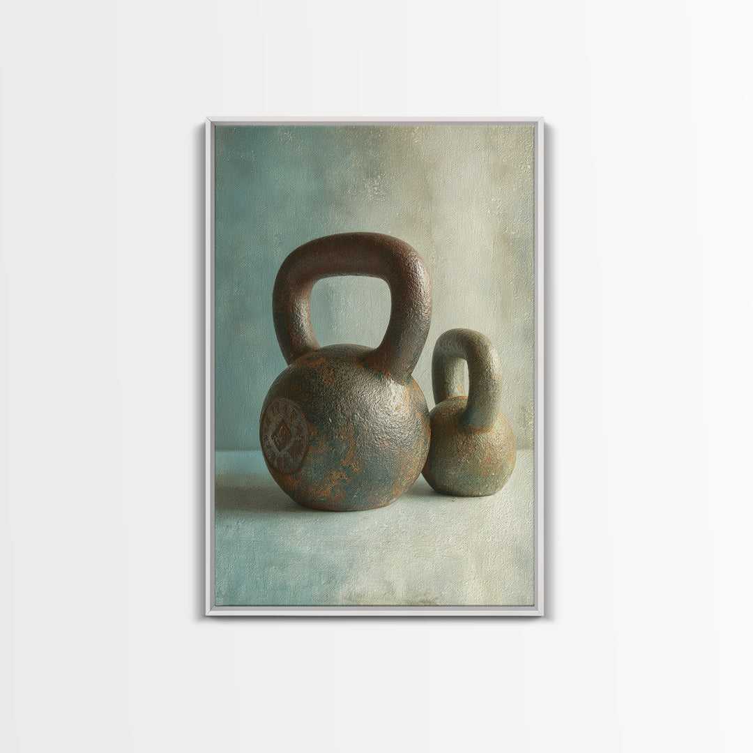 Kettlebell Still Life Framed Canvas Print, Gym Art, Motivational Poster, Gym Decor, Abstract Art, Strength, Motivational Art, GYM-2x3-41