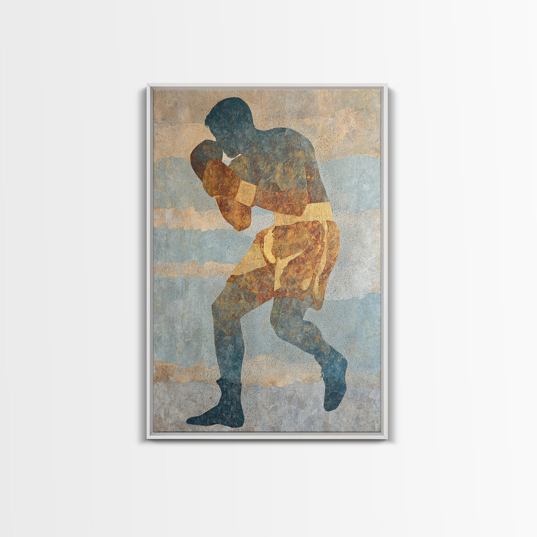 Powerful Boxer Silhouette Canvas Print, Gym Art, Modern Home Decor, Gym Decor, Oil Painting, Strength, Fine Art Print, GYM-2x3-57