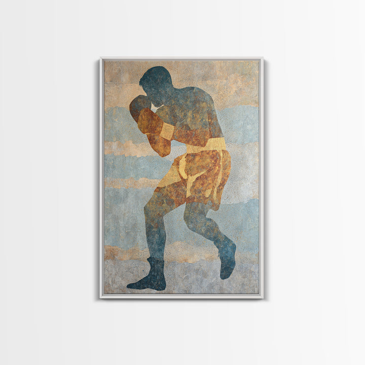 Powerful Boxer Silhouette Canvas Print, Gym Art, Modern Home Decor, Gym Decor, Oil Painting, Strength, Fine Art Print, GYM-2x3-57