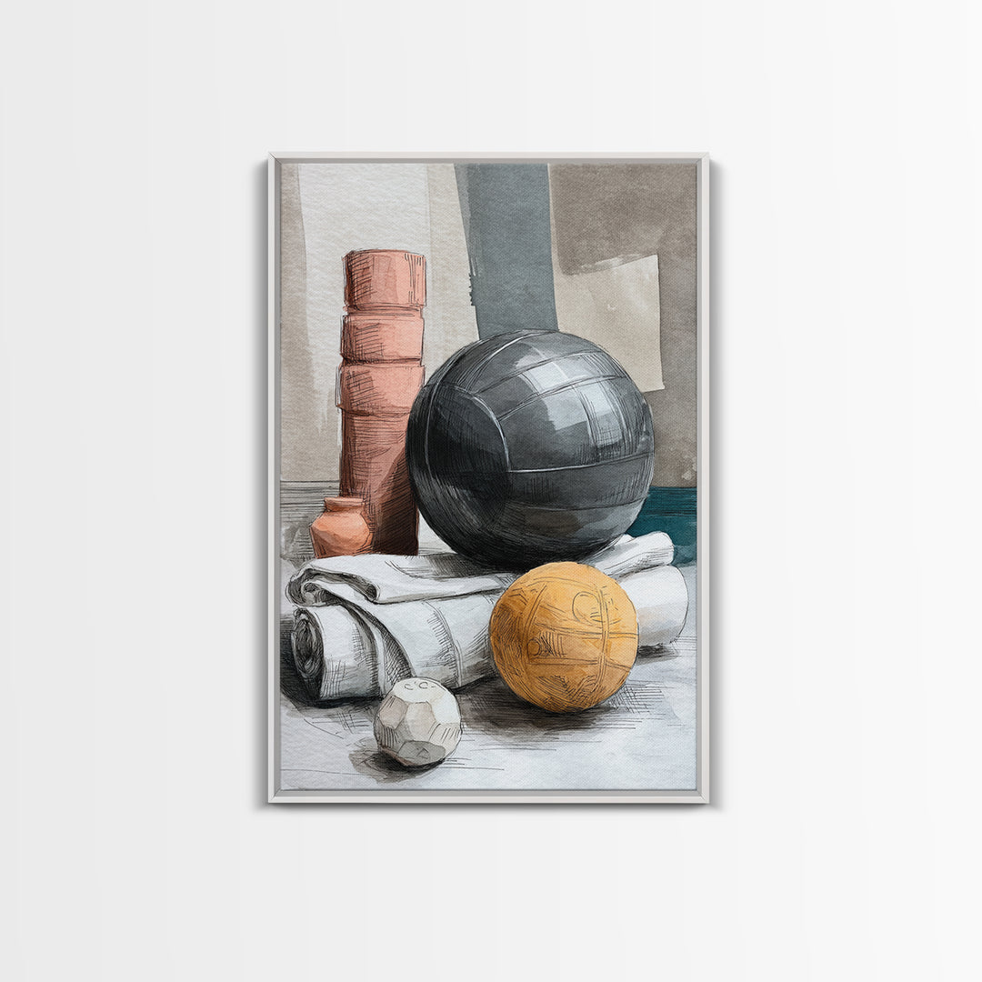 Medicine Ball and Chalk Still Life Canvas Print, Gym Art, Fine Art Print, Gym Decor, Fine Art, Strength, Wall Decor, GYM-2x3-7