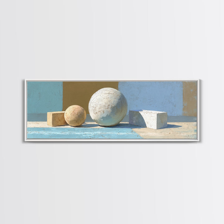 Medicine Ball and Chalk Still Life Framed Canvas Print, Gym Art, Gallery Decor, Gym Decor, Fine Art, Strength, Wall Art, GYM-3x1-15