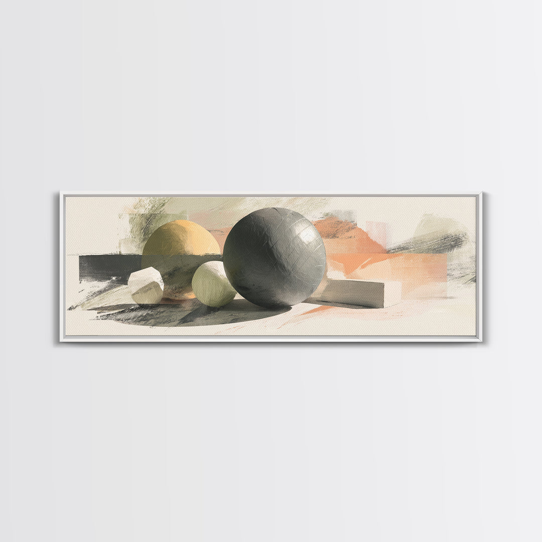 Medicine Ball and Chalk Still Life Framed Canvas Print, Gym Art, Minimalist Decor, Gym Decor, Strength, Motivational Poster, GYM-3x1-63