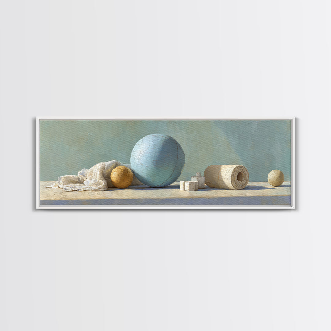 Medicine Ball and Chalk Still Life Framed Canvas Print, Gym Art, Black Girl Wall Art, Gym Decor, Fine Art, Strength, Gym Sign, GYM-3x1-87