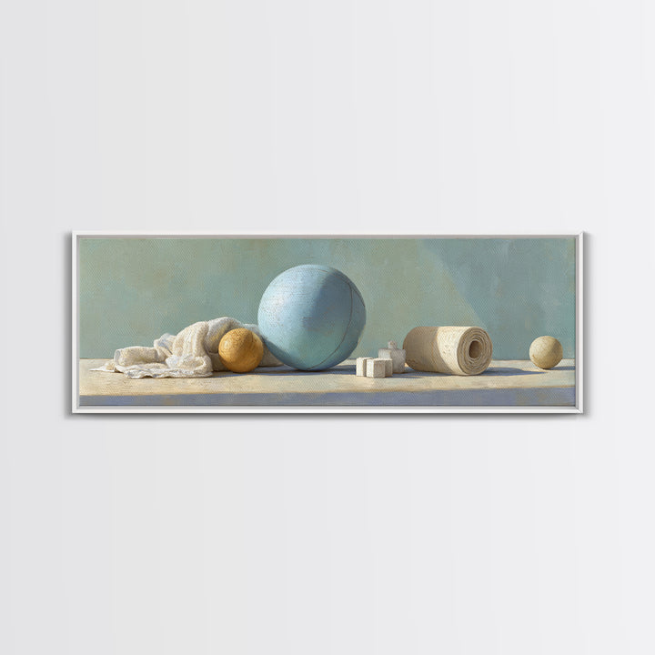 Medicine Ball and Chalk Still Life Framed Canvas Print, Gym Art, Black Girl Wall Art, Gym Decor, Fine Art, Strength, Gym Sign, GYM-3x1-87