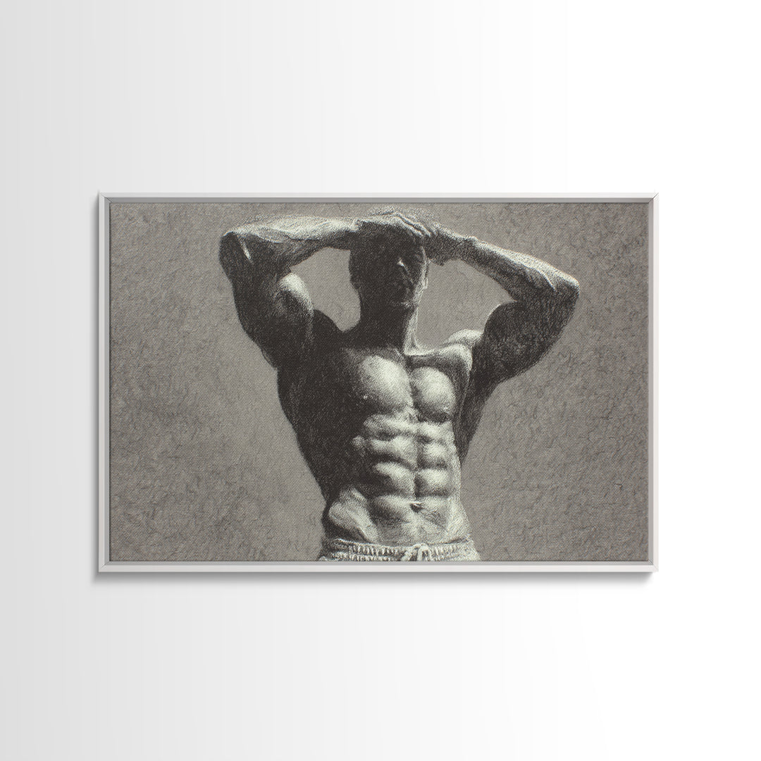 Bodybuilder Pose Rendered Canvas Print, Gym Art, Art Print, Gym Decor, Fine Art, Strength, Abstract Wall Art, Bar Art, GYM-3x2-56
