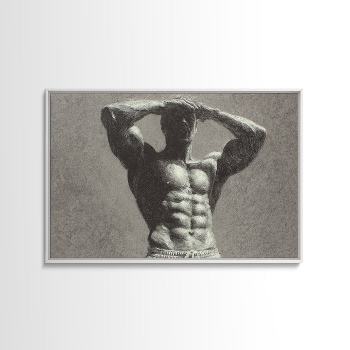 Bodybuilder Pose Rendered Canvas Print, Gym Art, Art Print, Gym Decor, Fine Art, Strength, Abstract Wall Art, Bar Art, GYM-3x2-56
