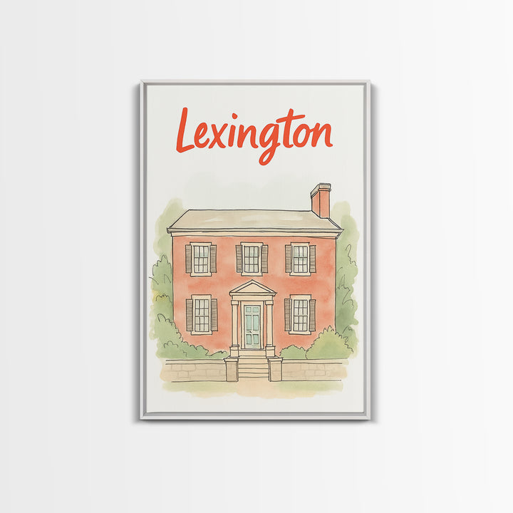 Lexington Travel Poster, Canvas Print, Illustrated City Wall Art, Lexington Wall Art, Travel Poster Art, Watercolor City Skyline, Design 2