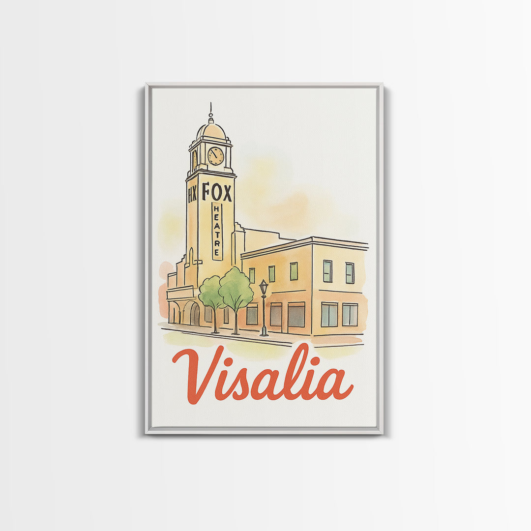 Visalia California Travel Poster, Canvas Print, Watercolor Urban Skyline Art, Visalia Poster Print, Travel Poster Art, City Travel Prints