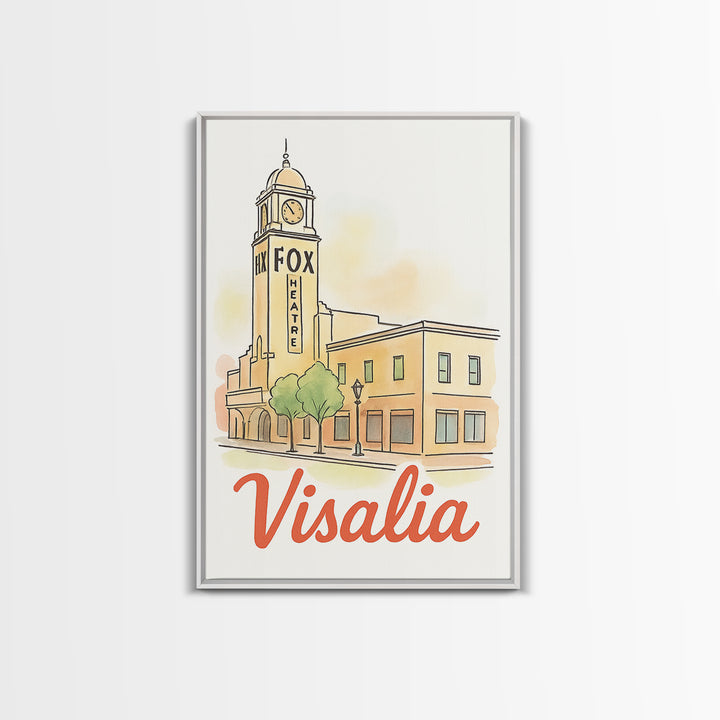 Visalia California Travel Poster, Canvas Print, Watercolor Urban Skyline Art, Visalia Poster Print, Travel Poster Art, City Travel Prints