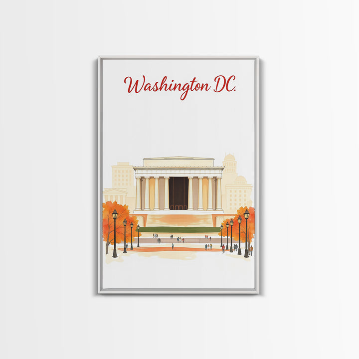 Washington DC Travel Poster, Canvas Print, Soft Sketch Travel Art, Washington Art Print, Home Office Decor, Watercolor Downtown Skyline