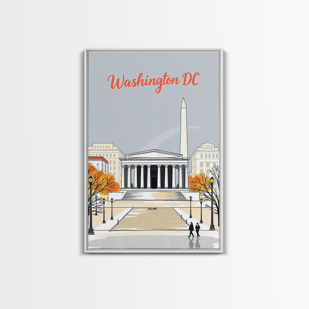 Washington Travel Poster, Framed Canvas Print, Hand Drawn Watercolor Art, Washington Poster Print, Travel Poster Set, Mid Century Wall Art