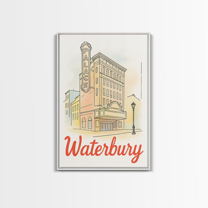 Waterbury Travel Poster, Canvas Print, Illustrated City Wall Art, Waterbury Art Print, City Travel Prints, Vintage City Art, Poster Art