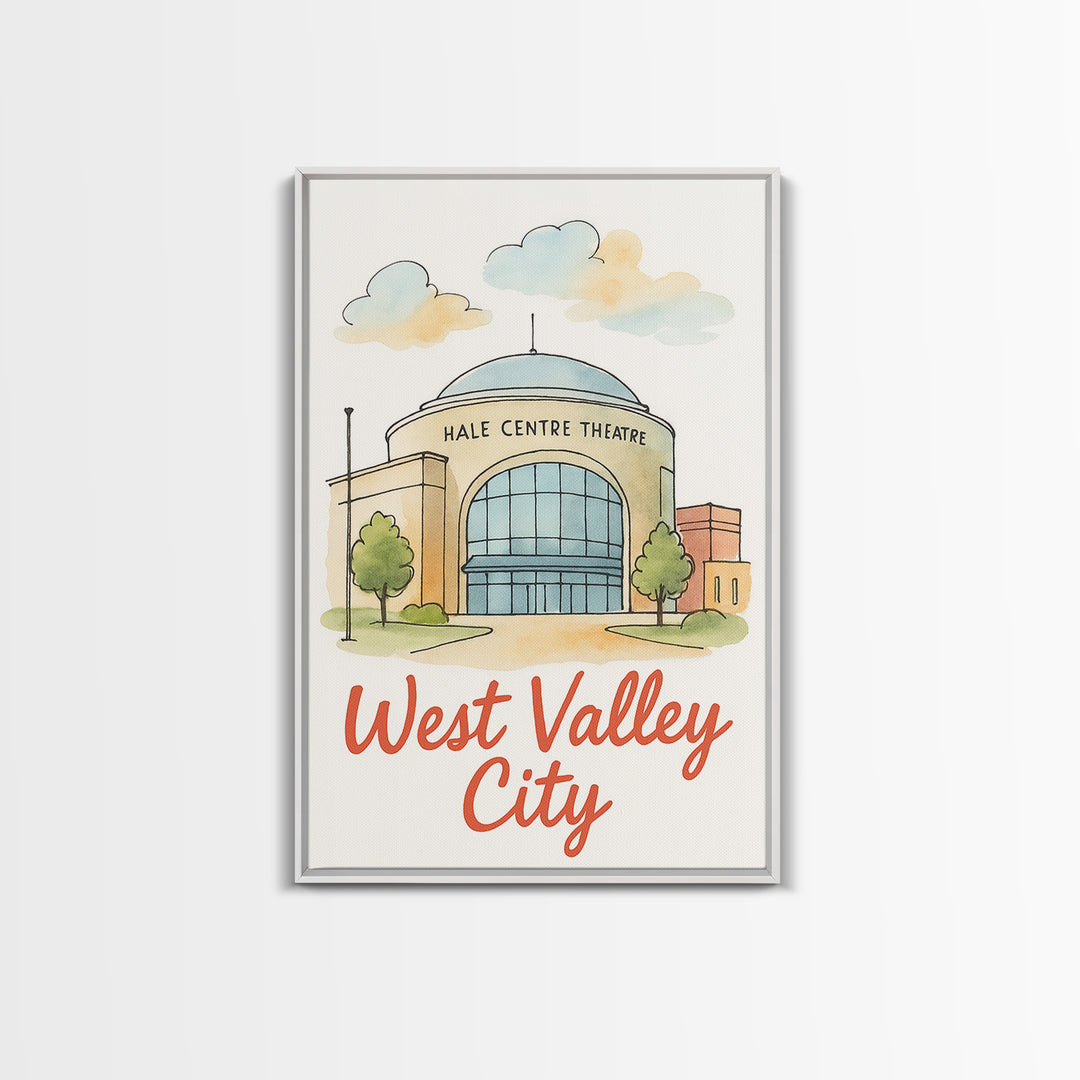 West Valley City Utah Travel Poster, Canvas Print, Watercolor Downtown Skyline Art, West Valley City Poster Print, Poster Art, Wall Decor