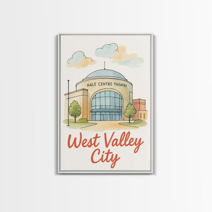 West Valley City Utah Travel Poster, Canvas Print, Watercolor Downtown Skyline Art, West Valley City Poster Print, Poster Art, Wall Decor