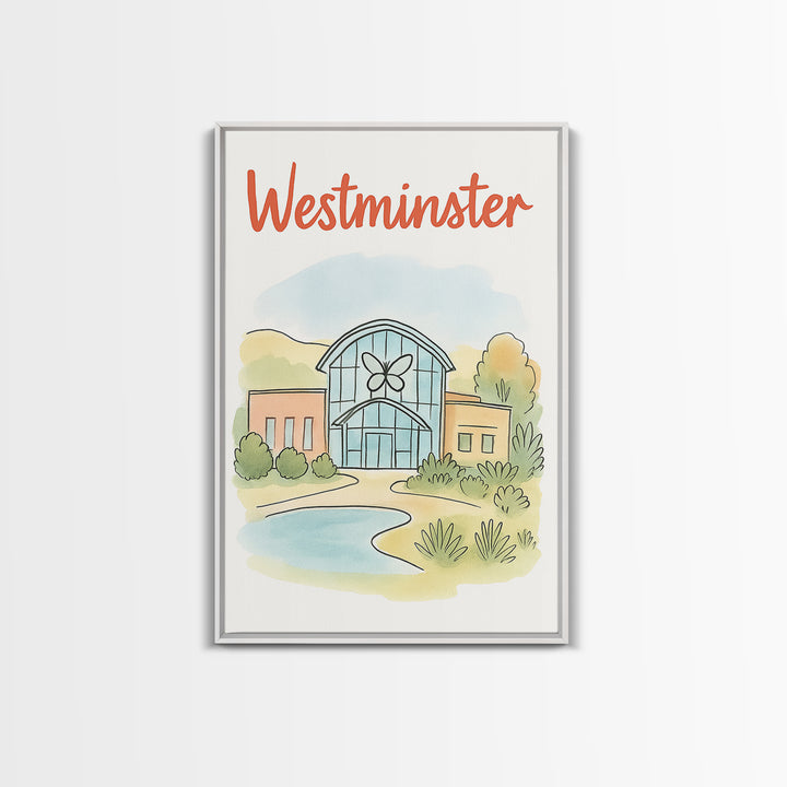Westminster Colorado Travel Poster, Canvas Print, Soft Sketch Travel Art, Westminster Wall Art, Travel Wall Art, Watercolor Urban Skyline