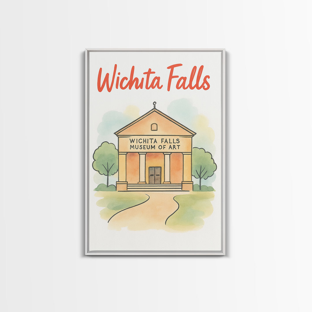 Wichita Falls Texas Travel Poster, Canvas Print, Soft Sketch Travel Art, Wichita Falls Poster Print, Travel Wall Art, Home Office Decor